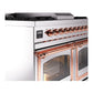 ILVE Nostalgie II 40-Inch Dual Fuel Range with 6 Sealed Burners + Griddle, 4.3 cu. ft. Oven, Stainless Steel with Copper Trim, Natural Gas, Triple Glass Door, UND40FNMPSSP