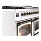 ILVE Nostalgie II 40-Inch Dual Fuel Range with 6 Sealed Burners + Griddle, 4.3 cu. ft. Oven, White with Burnished Trim, Liquid Propane, Triple Glass Door, UND40FNMPWHBLP