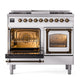 ILVE Nostalgie II 40-Inch Dual Fuel Range with 6 Sealed Burners + Griddle, 4.3 cu. ft. Oven, White with Burnished Trim, Natural Gas, Triple Glass Door, UND40FNMPWHB