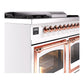 ILVE Nostalgie II 40-Inch Dual Fuel Range with 6 Sealed Burners + Griddle, 4.3 cu. ft. Oven, White with Copper Trim, Natural Gas, Triple Glass Door, UND40FNMPWHP