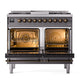 ILVE Nostalgie II 40-Inch Dual Fuel Range with 6 Sealed Burners + Griddle, 4.3 cu. ft. Oven, Graphite Matte with Burnished Trim, Liquid Propane, Solid Door, UND40FQNMPMGBLP