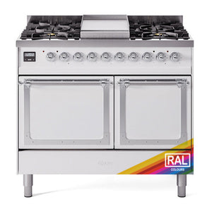 ILVE Nostalgie II 40-Inch Dual Fuel Range with 6 Sealed Burners + Griddle, 4.3 cu. ft. Oven, RAL with Chrome Trim, Liquid Propane, Solid Door, UND40FQNMPRACLP