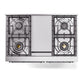 ILVE Nostalgie II 40-Inch Dual Fuel Range with 6 Sealed Burners + Griddle, 4.3 cu. ft. Oven, Stainless Steel with Chrome Trim, Liquid Propane, Solid Door, UND40FQNMPSSCLP