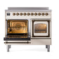 ILVE Nostalgie II 40-Inch Induction Range with 6 Induction Elements, 4.3 cu. ft. Oven, Antique White with Burnished Trim, Triple Glass Door, UNDI406NMPAWB