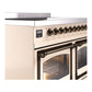 ILVE Nostalgie II 40-Inch Induction Range with 6 Induction Elements, 4.3 cu. ft. Oven, Antique White with Burnished Trim, Triple Glass Door, UNDI406NMPAWB