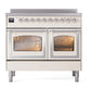 ILVE Nostalgie II 40-Inch Induction Range with 6 Induction Elements, 4.3 cu. ft. Oven, Antique White with Chrome Trim, Triple Glass Door, UNDI406NMPAWC