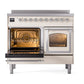 ILVE Nostalgie II 40-Inch Induction Range with 6 Induction Elements, 4.3 cu. ft. Oven, Antique White with Chrome Trim, Triple Glass Door, UNDI406NMPAWC
