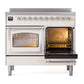 ILVE Nostalgie II 40-Inch Induction Range with 6 Induction Elements, 4.3 cu. ft. Oven, Antique White with Chrome Trim, Triple Glass Door, UNDI406NMPAWC