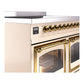 ILVE Nostalgie II 40-Inch Induction Range with 6 Induction Elements, 4.3 cu. ft. Oven, Antique White with Brass Trim, Triple Glass Door, UNDI406NMPAWG