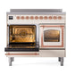 ILVE Nostalgie II 40-Inch Induction Range with 6 Induction Elements, 4.3 cu. ft. Oven, Antique White with Copper Trim, Triple Glass Door, UNDI406NMPAWP