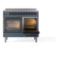 ILVE Nostalgie II 40-Inch Induction Range with 6 Induction Elements, 4.3 cu. ft. Oven, Blue Grey with Burnished Trim, Triple Glass Door, UNDI406NMPBGB