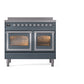 ILVE Nostalgie II 40-Inch Induction Range with 6 Induction Elements, 4.3 cu. ft. Oven, Blue Grey with Chrome Trim, Triple Glass Door, UNDI406NMPBGC