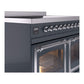 ILVE Nostalgie II 40-Inch Induction Range with 6 Induction Elements, 4.3 cu. ft. Oven, Blue Grey with Chrome Trim, Triple Glass Door, UNDI406NMPBGC