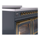 ILVE Nostalgie II 40-Inch Induction Range with 6 Induction Elements, 4.3 cu. ft. Oven, Blue Grey with Brass Trim, Triple Glass Door, UNDI406NMPBGG