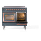 ILVE Nostalgie II 40-Inch Induction Range with 6 Induction Elements, 4.3 cu. ft. Oven, Blue Grey with Copper Trim, Triple Glass Door, UNDI406NMPBGP
