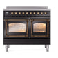 ILVE Nostalgie II 40-Inch Induction Range with 6 Induction Elements, 4.3 cu. ft. Oven, Glossy Black with Burnished Trim, Triple Glass Door, UNDI406NMPBKB