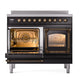 ILVE Nostalgie II 40-Inch Induction Range with 6 Induction Elements, 4.3 cu. ft. Oven, Glossy Black with Burnished Trim, Triple Glass Door, UNDI406NMPBKB