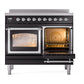 ILVE Nostalgie II 40-Inch Induction Range with 6 Induction Elements, 4.3 cu. ft. Oven, Glossy Black with Chrome Trim, Triple Glass Door, UNDI406NMPBKC
