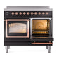 ILVE Nostalgie II 40-Inch Induction Range with 6 Induction Elements, 4.3 cu. ft. Oven, Glossy Black with Copper Trim, Triple Glass Door, UNDI406NMPBKP