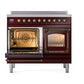 ILVE Nostalgie II 40-Inch Induction Range with 6 Induction Elements, 4.3 cu. ft. Oven, Burgundy with Burnished Trim, Triple Glass Door, UNDI406NMPBUB