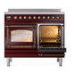 ILVE Nostalgie II 40-Inch Induction Range with 6 Induction Elements, 4.3 cu. ft. Oven, Burgundy with Burnished Trim, Triple Glass Door, UNDI406NMPBUB