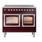 ILVE Nostalgie II 40-Inch Induction Range with 6 Induction Elements, 4.3 cu. ft. Oven, Burgundy with Chrome Trim, Triple Glass Door, UNDI406NMPBUC