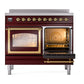ILVE Nostalgie II 40-Inch Induction Range with 6 Induction Elements, 4.3 cu. ft. Oven, Burgundy with Brass Trim, Triple Glass Door, UNDI406NMPBUG