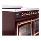 ILVE Nostalgie II 40-Inch Induction Range with 6 Induction Elements, 4.3 cu. ft. Oven, Burgundy with Copper Trim, Triple Glass Door, UNDI406NMPBUP