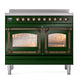 ILVE Nostalgie II 40-Inch Induction Range with 6 Induction Elements, 4.3 cu. ft. Oven, Emerald Green with Burnished Trim, Triple Glass Door, UNDI406NMPEGB