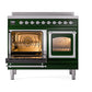 ILVE Nostalgie II 40-Inch Induction Range with 6 Induction Elements, 4.3 cu. ft. Oven, Emerald Green with Chrome Trim, Triple Glass Door, UNDI406NMPEGC