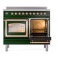 ILVE Nostalgie II 40-Inch Induction Range with 6 Induction Elements, 4.3 cu. ft. Oven, Emerald Green with Copper Trim, Triple Glass Door, UNDI406NMPEGP