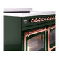 ILVE Nostalgie II 40-Inch Induction Range with 6 Induction Elements, 4.3 cu. ft. Oven, Emerald Green with Copper Trim, Triple Glass Door, UNDI406NMPEGP