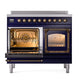 ILVE Nostalgie II 40-Inch Induction Range with 6 Induction Elements, 4.3 cu. ft. Oven, Midnight Blue with Burnished Trim, Triple Glass Door, UNDI406NMPMBB