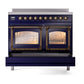 ILVE Nostalgie II 40-Inch Induction Range with 6 Induction Elements, 4.3 cu. ft. Oven, Midnight Blue with Burnished Trim, Triple Glass Door, UNDI406NMPMBB
