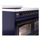 ILVE Nostalgie II 40-Inch Induction Range with 6 Induction Elements, 4.3 cu. ft. Oven, Midnight Blue with Burnished Trim, Triple Glass Door, UNDI406NMPMBB