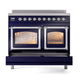 ILVE Nostalgie II 40-Inch Induction Range with 6 Induction Elements, 4.3 cu. ft. Oven, Midnight Blue with Chrome Trim, Triple Glass Door, UNDI406NMPMBC