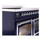 ILVE Nostalgie II 40-Inch Induction Range with 6 Induction Elements, 4.3 cu. ft. Oven, Midnight Blue with Chrome Trim, Triple Glass Door, UNDI406NMPMBC
