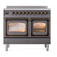 ILVE Nostalgie II 40-Inch Induction Range with 6 Induction Elements, 4.3 cu. ft. Oven, Graphite Matte with Burnished Trim, Triple Glass Door, UNDI406NMPMGB