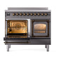 ILVE Nostalgie II 40-Inch Induction Range with 6 Induction Elements, 4.3 cu. ft. Oven, Graphite Matte with Burnished Trim, Triple Glass Door, UNDI406NMPMGB