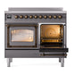 ILVE Nostalgie II 40-Inch Induction Range with 6 Induction Elements, 4.3 cu. ft. Oven, Graphite Matte with Burnished Trim, Triple Glass Door, UNDI406NMPMGB