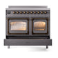 ILVE Nostalgie II 40-Inch Induction Range with 6 Induction Elements, 4.3 cu. ft. Oven, Graphite Matte with Burnished Trim, Triple Glass Door, UNDI406NMPMGB