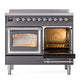 ILVE Nostalgie II 40-Inch Induction Range with 6 Induction Elements, 4.3 cu. ft. Oven, Graphite Matte with Chrome Trim, Triple Glass Door, UNDI406NMPMGC