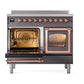 ILVE Nostalgie II 40-Inch Induction Range with 6 Induction Elements, 4.3 cu. ft. Oven, Graphite Matte with Copper Trim, Triple Glass Door, UNDI406NMPMGP