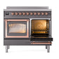 ILVE Nostalgie II 40-Inch Induction Range with 6 Induction Elements, 4.3 cu. ft. Oven, Graphite Matte with Copper Trim, Triple Glass Door, UNDI406NMPMGP