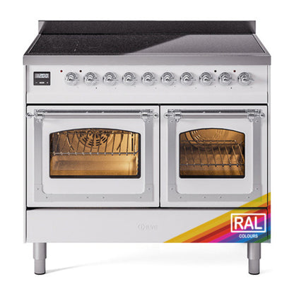 ILVE Nostalgie II 40-Inch Induction Range with 6 Induction Elements, 4.3 cu. ft. Oven, RAL with Chrome Trim, Triple Glass Door, UNDI406NMPRAC