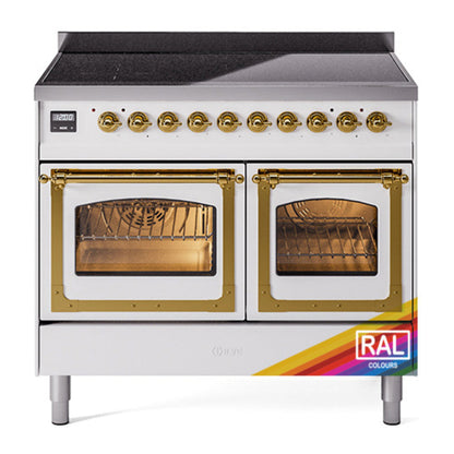 ILVE Nostalgie II 40-Inch Induction Range with 6 Induction Elements, 4.3 cu. ft. Oven, RAL with Brass Trim, Triple Glass Door, UNDI406NMPRAG