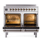 ILVE Nostalgie II 40-Inch Induction Range with 6 Induction Elements, 4.3 cu. ft. Oven, Stainless Steel with Burnished Trim, Triple Glass Door, UNDI406NMPSSB