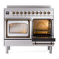 ILVE Nostalgie II 40-Inch Induction Range with 6 Induction Elements, 4.3 cu. ft. Oven, Stainless Steel with Burnished Trim, Triple Glass Door, UNDI406NMPSSB