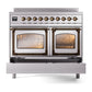 ILVE Nostalgie II 40-Inch Induction Range with 6 Induction Elements, 4.3 cu. ft. Oven, Stainless Steel with Burnished Trim, Triple Glass Door, UNDI406NMPSSB
