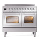 ILVE Nostalgie II 40-Inch Induction Range with 6 Induction Elements, 4.3 cu. ft. Oven, Stainless Steel with Chrome Trim, Triple Glass Door, UNDI406NMPSSC